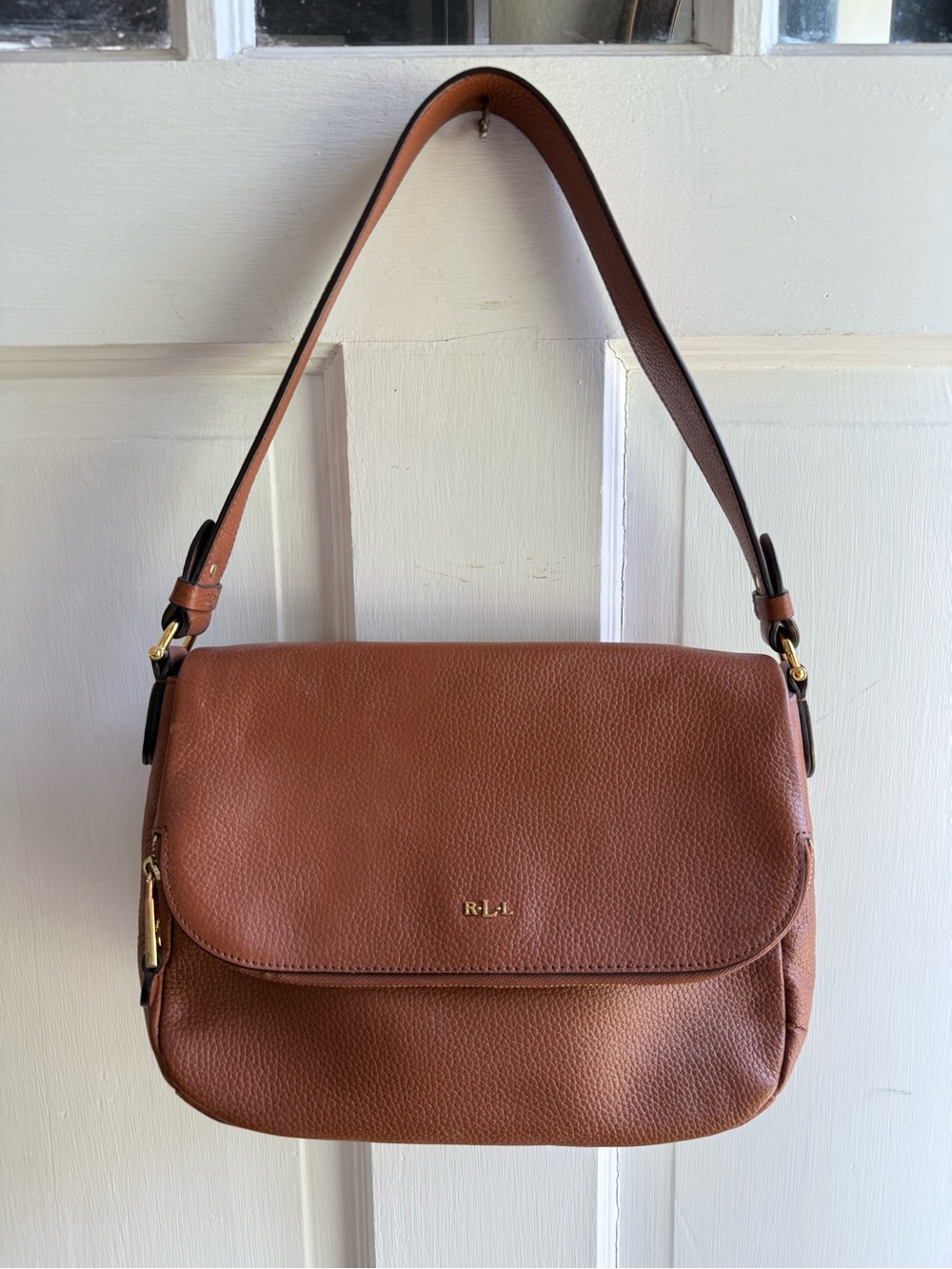 Ralph Lauren Harrington Pebbles Leather Shoulder Bag